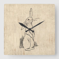 Vintage Cute Bunny Rabbit Art Script Background