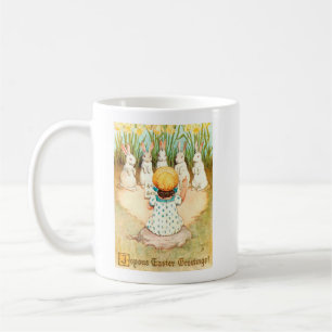 Vintage Cute Bunny Singing with Child Easter Coffee Mug
