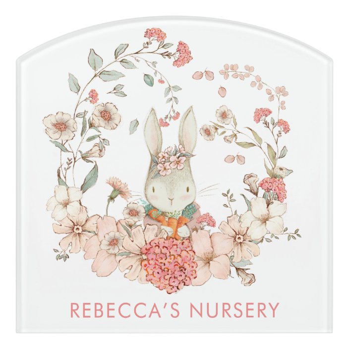 Vintage Cute Bunny Whimsical Flowers Name Nursery Door Sign Zazzle Com Vintage Cute Bunny Whimsical Flowers Name Nursery Door Sign Zazzle Com