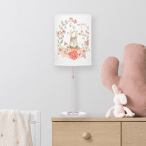Vintage Cute Bunny Whimsical Flowers Nursery Table Lamp