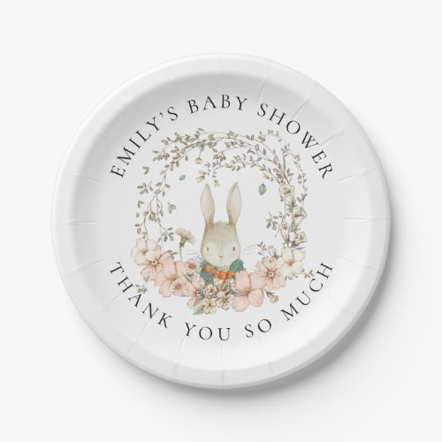 Vintage Cute BunnyThank You Boy Baby Shower Paper Plates