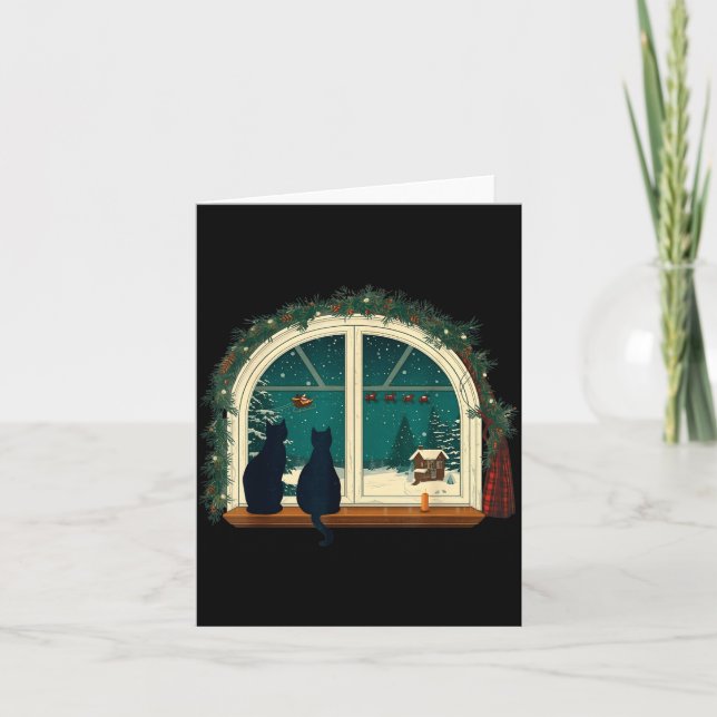 Vintage Cute Cat Christmas Costume Retro Cat  Card (Front)