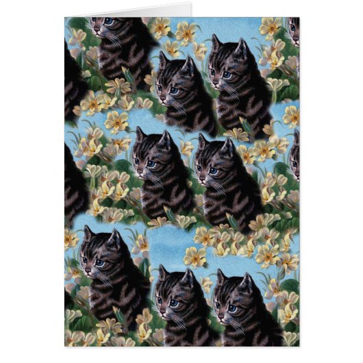 Vintage Cute Cat Kitten Animal Collage Wallpaper (Front)