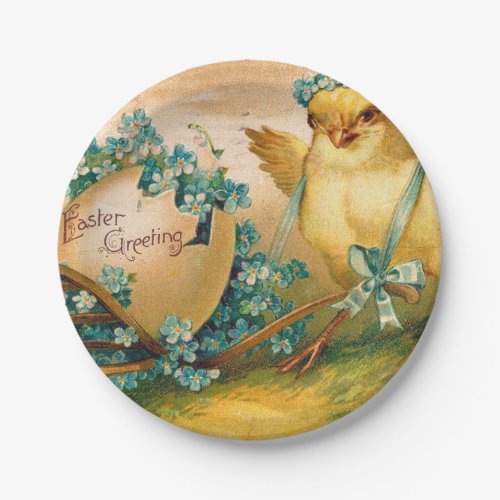 Vintage Cute Chicken with Easter Egg Carriage Paper Plates