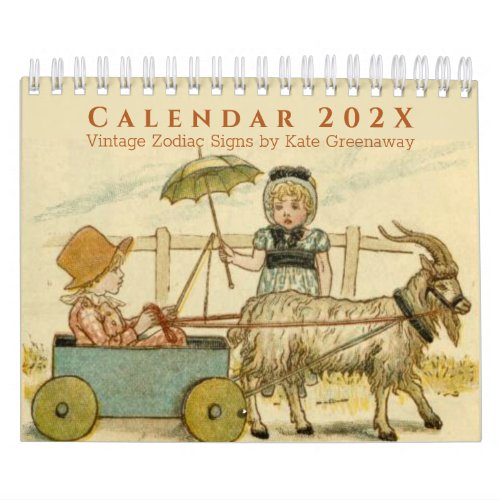 Vintage Cute Children Kate Greenaway  Zodiac Signs Calendar