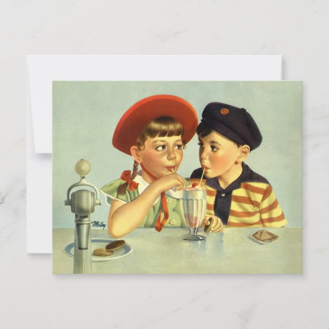 Vintage Cute Children, Malt Shop Invitation (Front)