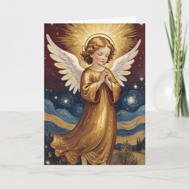 Vintage Cute Christmas Angel Personalized Holiday (Front)