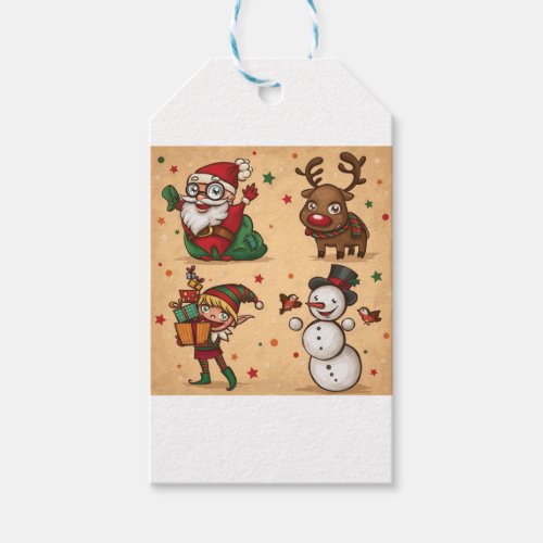 Vintage Cute Christmas Pattern Gift Tags