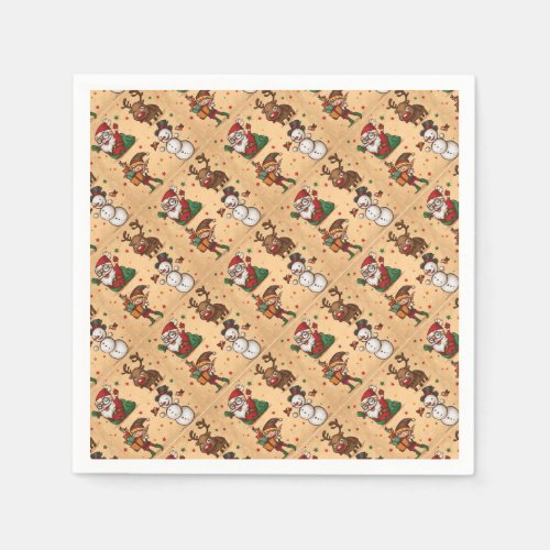 Vintage Cute Christmas Pattern Paper Napkins