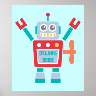 Vintage Cute Colourful Robot Toy For Kids Room Poster