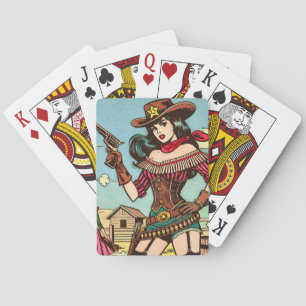 Vintage Cute Cowgirl Comics Poker Cards