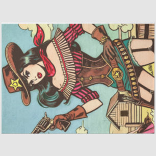 Vintage Cute Cowgirl Comics Tissue Paper