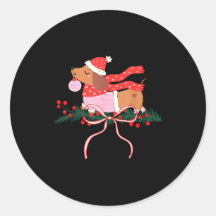 Vintage Cute Dachshund Christmas Wiener Dog Lover  Classic Round Sticker