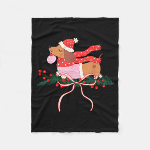 Vintage Cute Dachshund Christmas Wiener Dog Lover Fleece Blanket