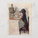 Vintage Cute Dachshund Drinking Tea Postcard<br><div class="desc">Vintage Cute Dachshund Drinking Tea, retro, antique, vintage, dachshund, drinking, tea, mom, funny, cute, elegant, chic, party, roses, humorous, dachshund dog, retro antique vintage, dachshund drinking tea, dachshund mom, funny dachshund vintage, cute dachshund vintage antique, elegant chic dachshund dog, dachshund having party, happy birthday, chic roses vintage, funny humorous dachshund...</div>