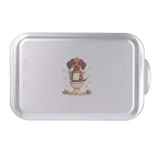 Vintage Cute Dachshund on Toilet Cartoon Bathroom  Cake Pan