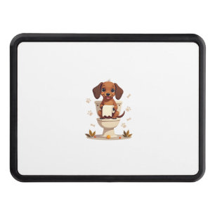 Vintage Cute Dachshund on Toilet Cartoon Bathroom  Hitch Cover