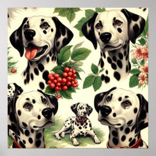 Vintage Cute Dalmatian Illustration Poster