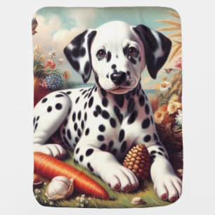 Vintage Cute Dalmatian Painting Baby Blanket