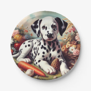 Vintage Cute Dalmatian Painting Paper Plates