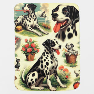 Vintage Cute Dalmatian Seamless Baby Blanket