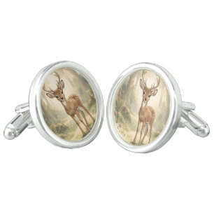 Vintage cute deer in the forest cufflinks