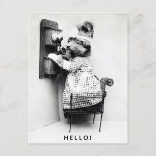 Vintage Cute Dog Hello Greetings Postcard