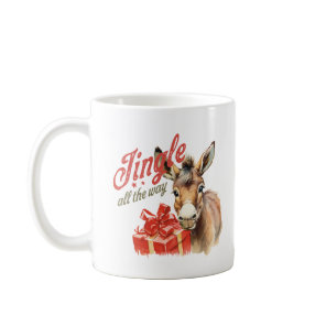 Vintage cute donkey jingle all the way Christmas Coffee Mug