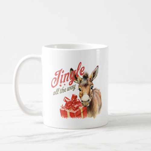 Vintage cute donkey jingle all the way Christmas Coffee Mug