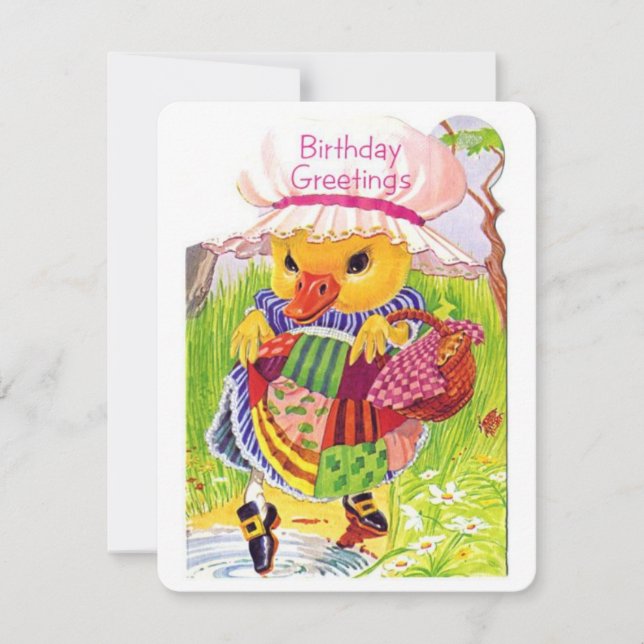 Vintage Cute Duck Testing The Water Holiday Card (Front)