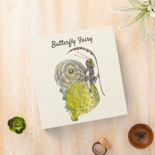 Vintage Cute Fantasy Butterfly Fairy with Wings 3 Ring Binder