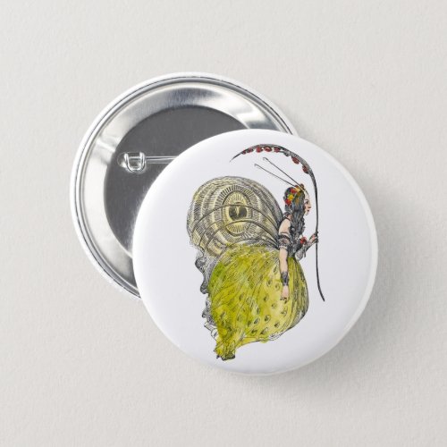 Vintage Cute Fantasy Butterfly Fairy with Wings Button