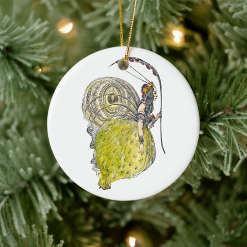 Vintage Cute Fantasy Butterfly Fairy with Wings Ceramic Ornament