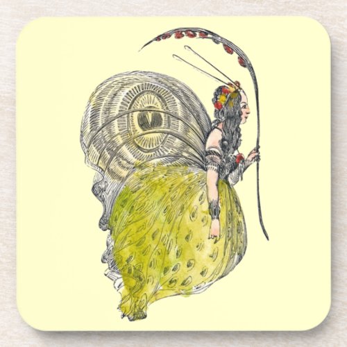 Vintage Cute Fantasy Butterfly Fairy with Wings Coaster