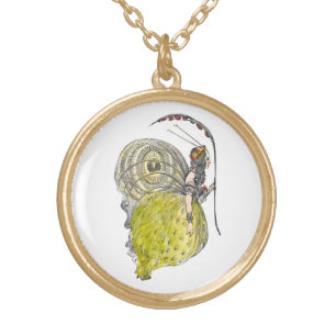 Vintage Cute Fantasy Butterfly Fairy with Wings Gold Plated Necklace