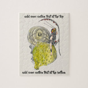 Vintage Cute Fantasy Butterfly Fairy with Wings Jigsaw Puzzle