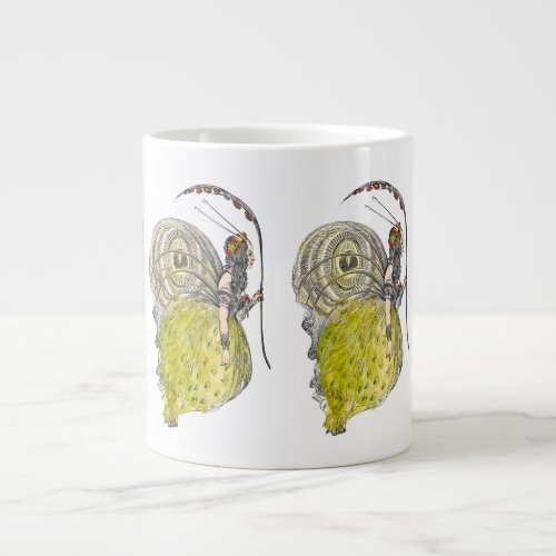 Vintage Cute Fantasy Butterfly Fairy with Wings Large Coffee Mug