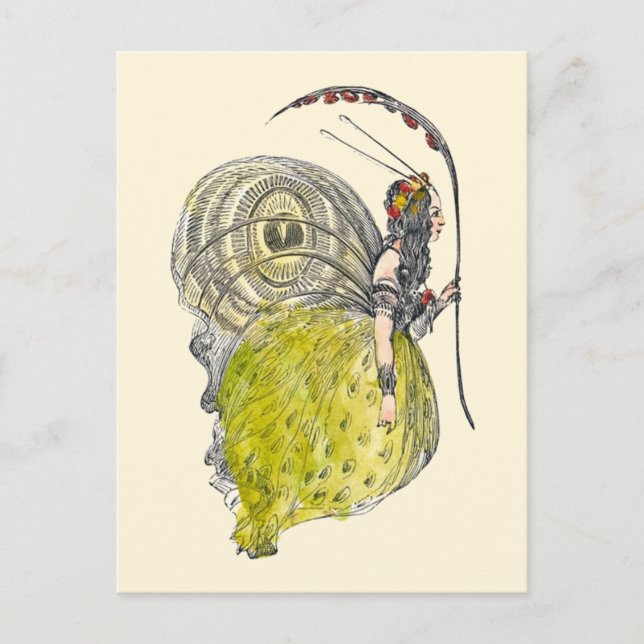 Vintage Cute Fantasy Butterfly Fairy with Wings Postcard (Front)