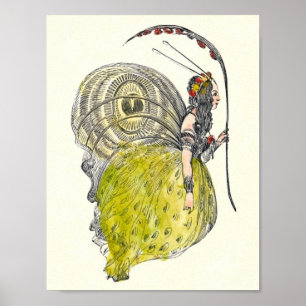 Vintage Cute Fantasy Butterfly Fairy with Wings Poster