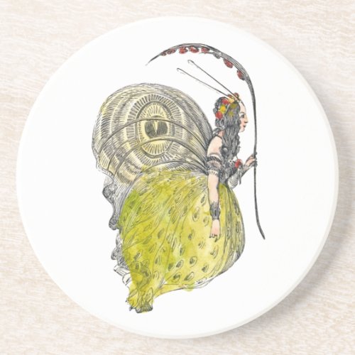 Vintage Cute Fantasy Butterfly Fairy with Wings Sandstone Coaster