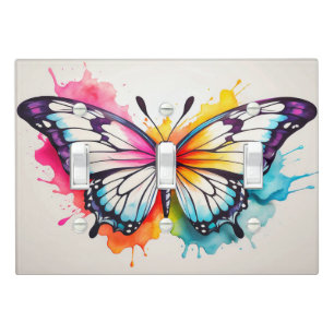 Vintage Cute Floating Butterfly Illustration Art Light Switch Cover
