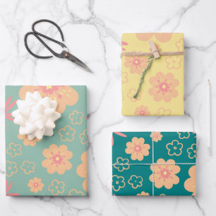 Vintage Cute Floral Pattern Wrapping Paper Sheets
