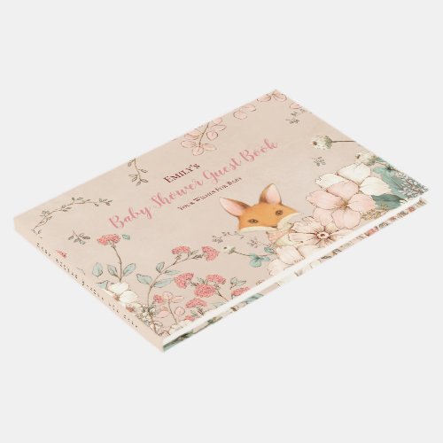 Vintage Cute Fox Florals Wishes For Baby Shower Guest Book