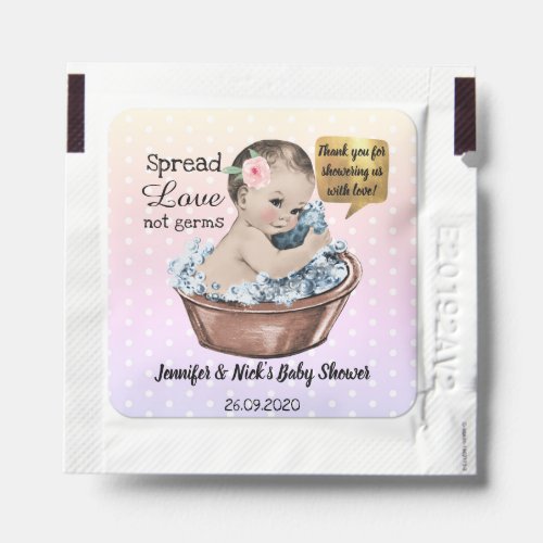 Vintage Cute Girl Baby Shower Favors Personalise Hand Sanitizer Packet