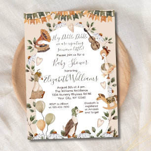 Vintage Cute Goose Nursery Rhymes Baby Shower Invitation