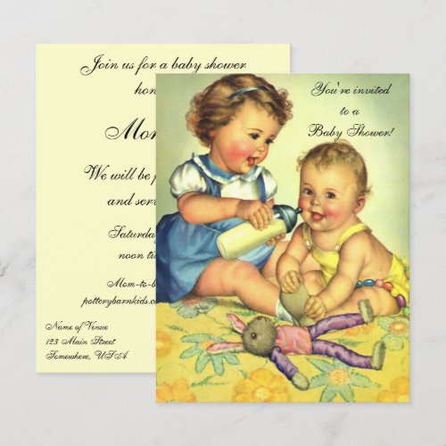 Vintage Cute Happy Children, Baby Shower Invitation