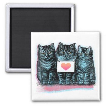 Vintage Cute Heart Kittens Magnet by PetKingdom at Zazzle