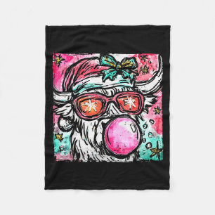 Vintage Cute Highland Cow Christmas Holiday Funny Fleece Blanket