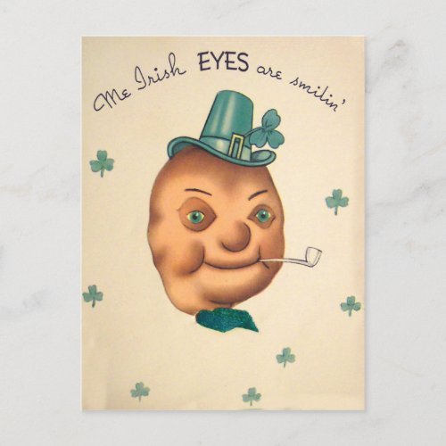 Vintage Cute Irish Potato St Patricks Day Card
