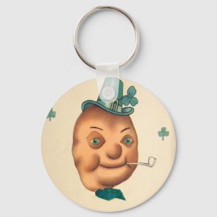 Vintage Cute Irish Potato St Patrick's Day Card Keychain